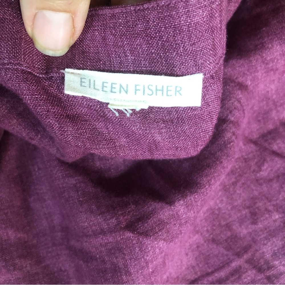 Eileen Fisher Plum Wrap Linen Dress - Picture 6 of 8